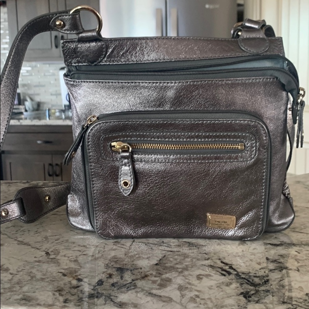 The Sak Platinum Leather Crossbody Bag Purse